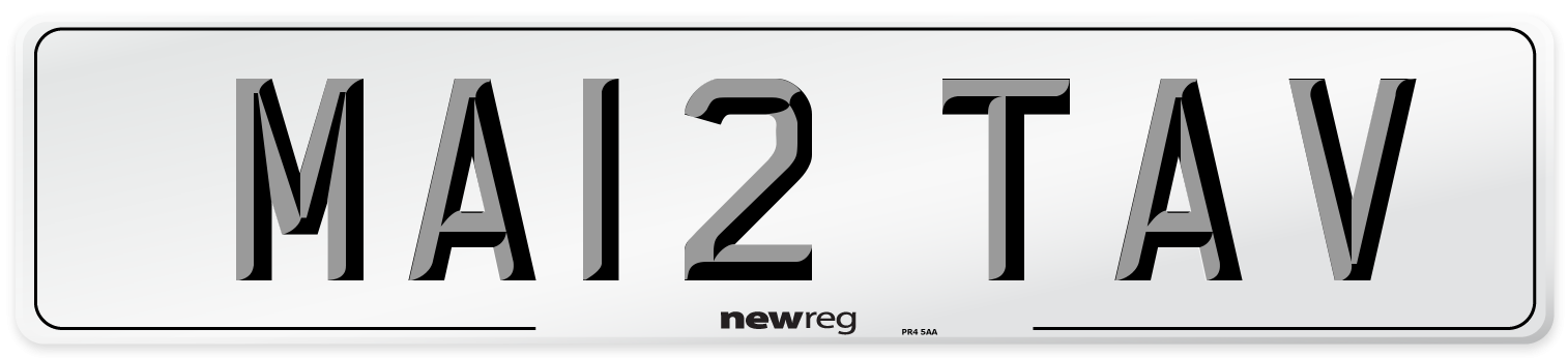 MA12 TAV Number Plate from New Reg